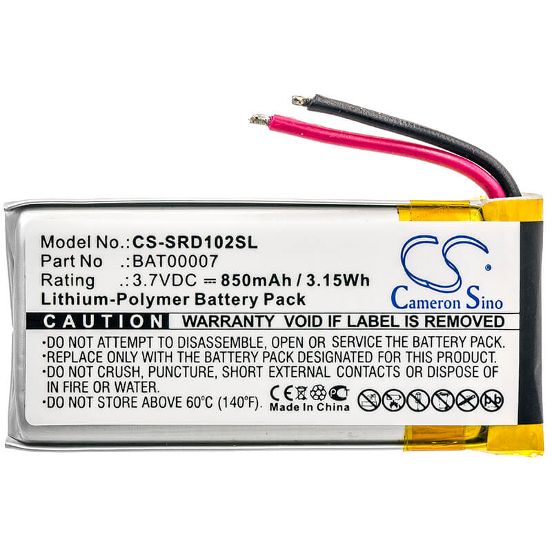 3.7V, 850mAh, Li-Polymer Battery fits Cardo, Packtalk Duo, Scala Rider Packtalk, 3.145Wh