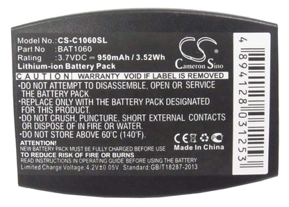 3.7V, 950mAh, Li-ion Battery fits 3m, C1060, C1060 Wireless Intercom, 3.515Wh