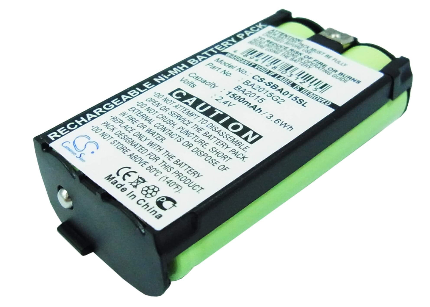 2.4V, 1500mAh, Ni-MH Battery fits Sennheiser, 2015fm, Ek1038, 3.6Wh