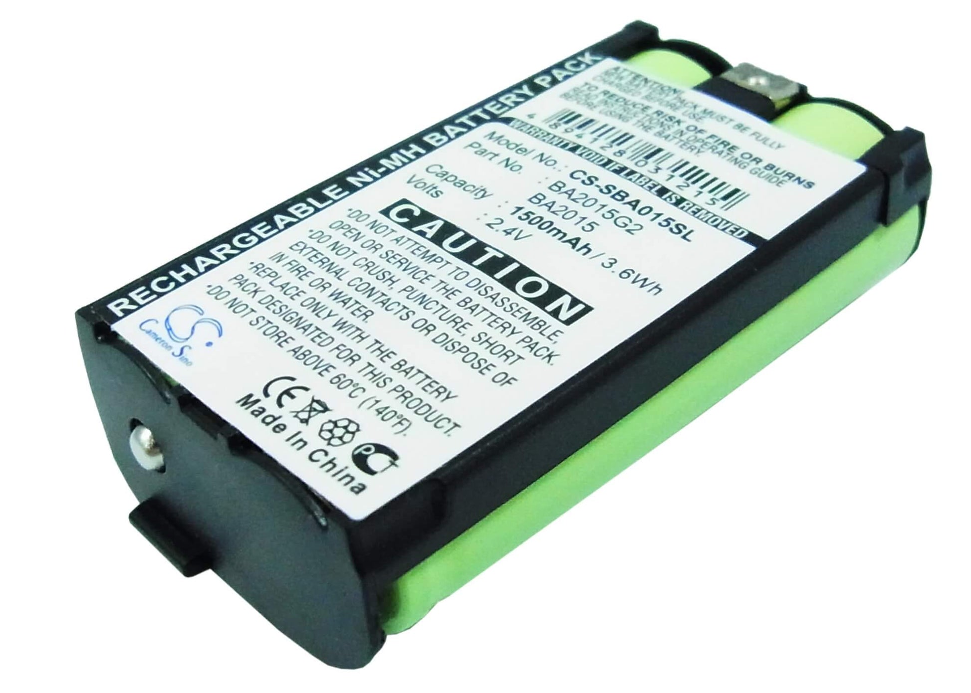 2.4V, 1500mAh, Ni-MH Battery fits Sennheiser, 2015fm, Ek1038, 3.6Wh