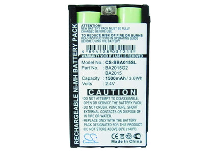 2.4V, 1500mAh, Ni-MH Battery fits Sennheiser, 2015fm, Ek1038, 3.6Wh