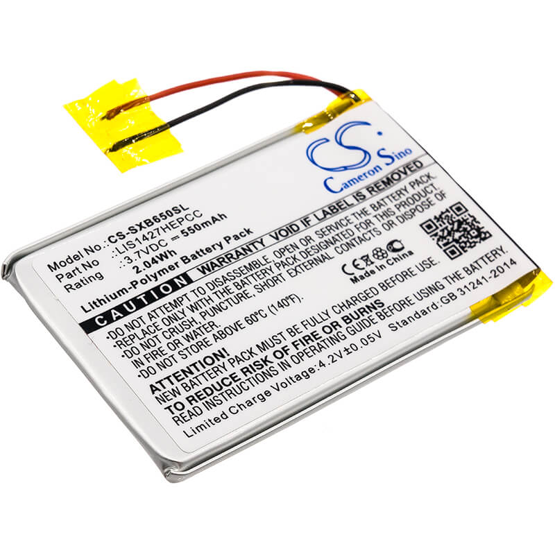 3.7V, 550mAh, Li-Polymer Battery fits Sony, Mdr-xb650bt, Mdr-xb950b1, 2.035Wh