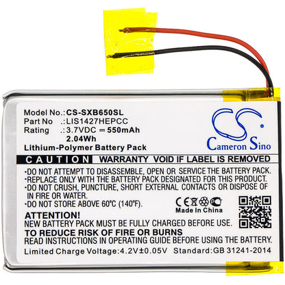 3.7V, 550mAh, Li-Polymer Battery fits Sony, Mdr-xb650bt, Mdr-xb950b1, 2.035Wh