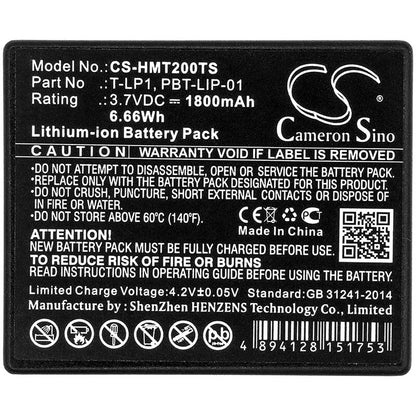 3.7V, 1800mAh, Li-ion Battery fits Hme, Tempest 2.4ghz Beltstation, Tempest Wireless Beltpacks, 6.66Wh