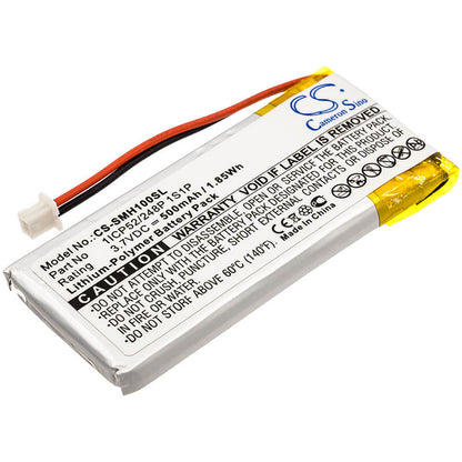 3.7V, 500mAh, Li-Polymer Battery fits Sena, Smh-10, Smh-10 Lifespan, 1.85Wh