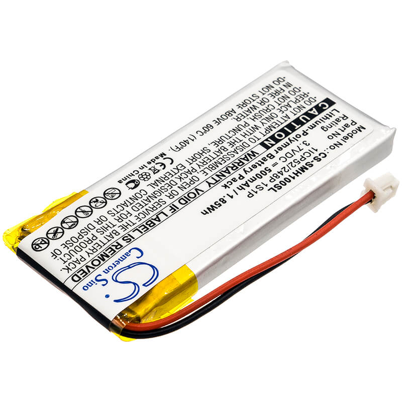 3.7V, 500mAh, Li-Polymer Battery fits Sena, Smh-10, Smh-10 Lifespan, 1.85Wh