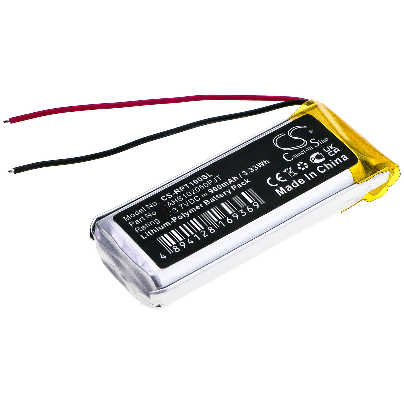 3.7V, 900mAh, Li-Polymer Battery fits Rapoo, Ti100, 3.33Wh