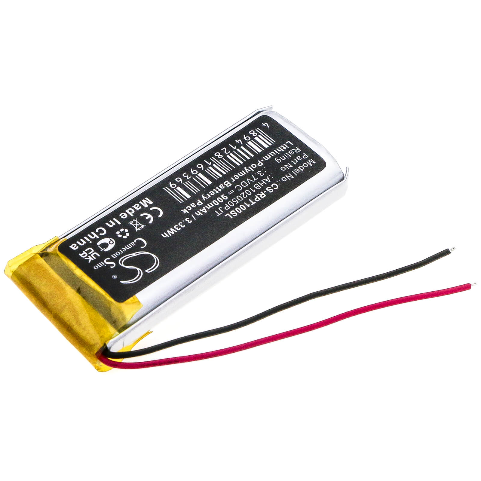 3.7V, 900mAh, Li-Polymer Battery fits Rapoo, Ti100, 3.33Wh