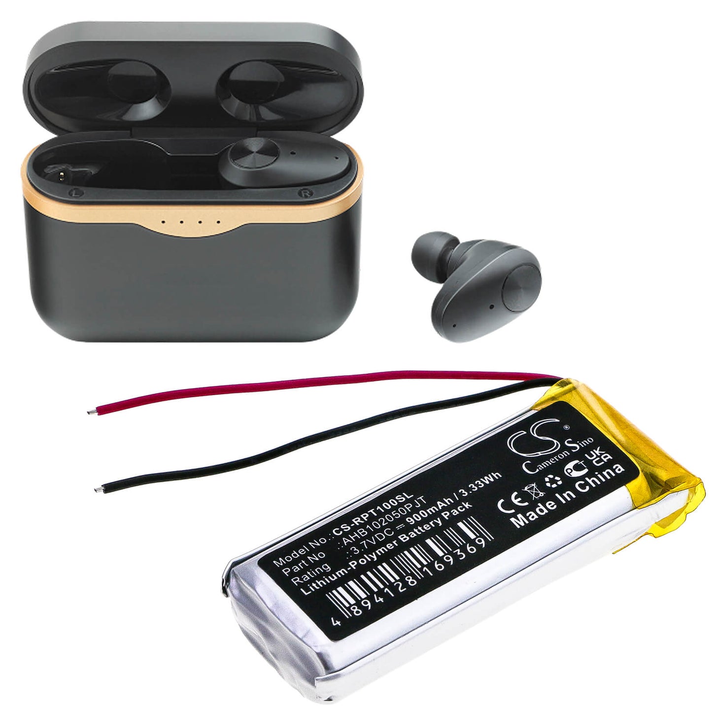 3.7V, 900mAh, Li-Polymer Battery fits Rapoo, Ti100, 3.33Wh