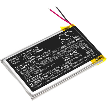 3.7V, 700mAh, Li-Polymer Battery fits Sony, Cechya-0090, Platinum Wireless 7.1, 2.59Wh