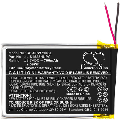 3.7V, 700mAh, Li-Polymer Battery fits Sony, Cechya-0090, Platinum Wireless 7.1, 2.59Wh