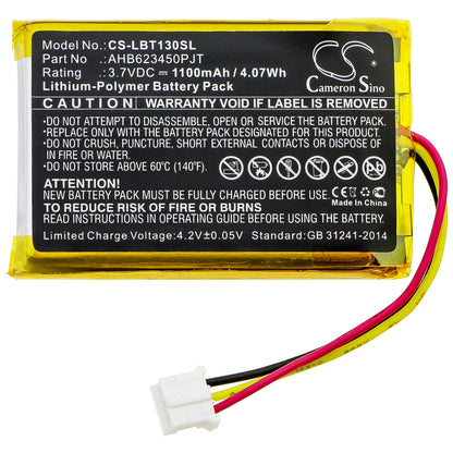 3.7V, 1100mAh, Li-Polymer Battery fits Listen Technologies, Audio Guide, Lbt-1300, 4.07Wh