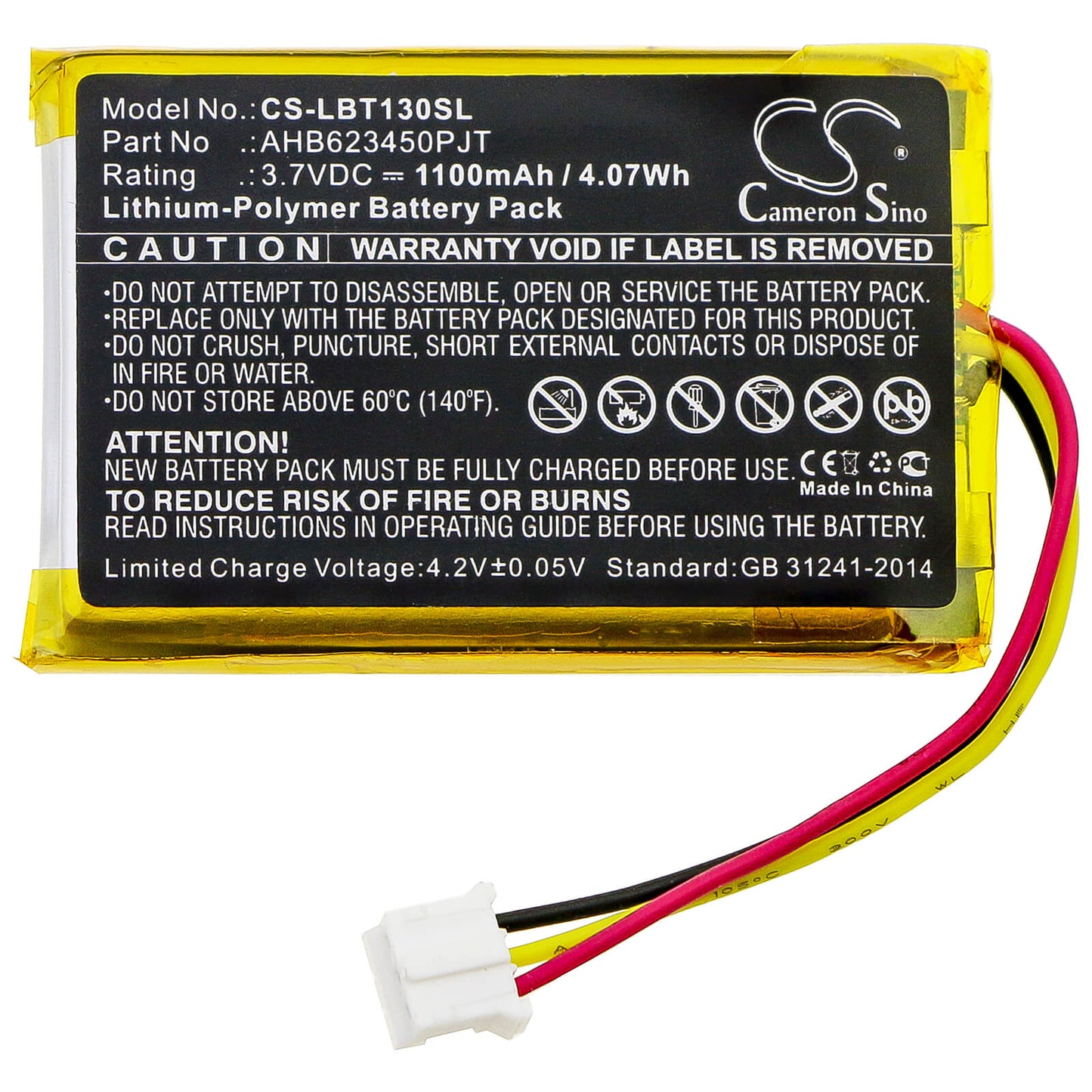 3.7V, 1100mAh, Li-Polymer Battery fits Okayo, Digital Pendant Transmitter, Lbt-1200, 4.07Wh