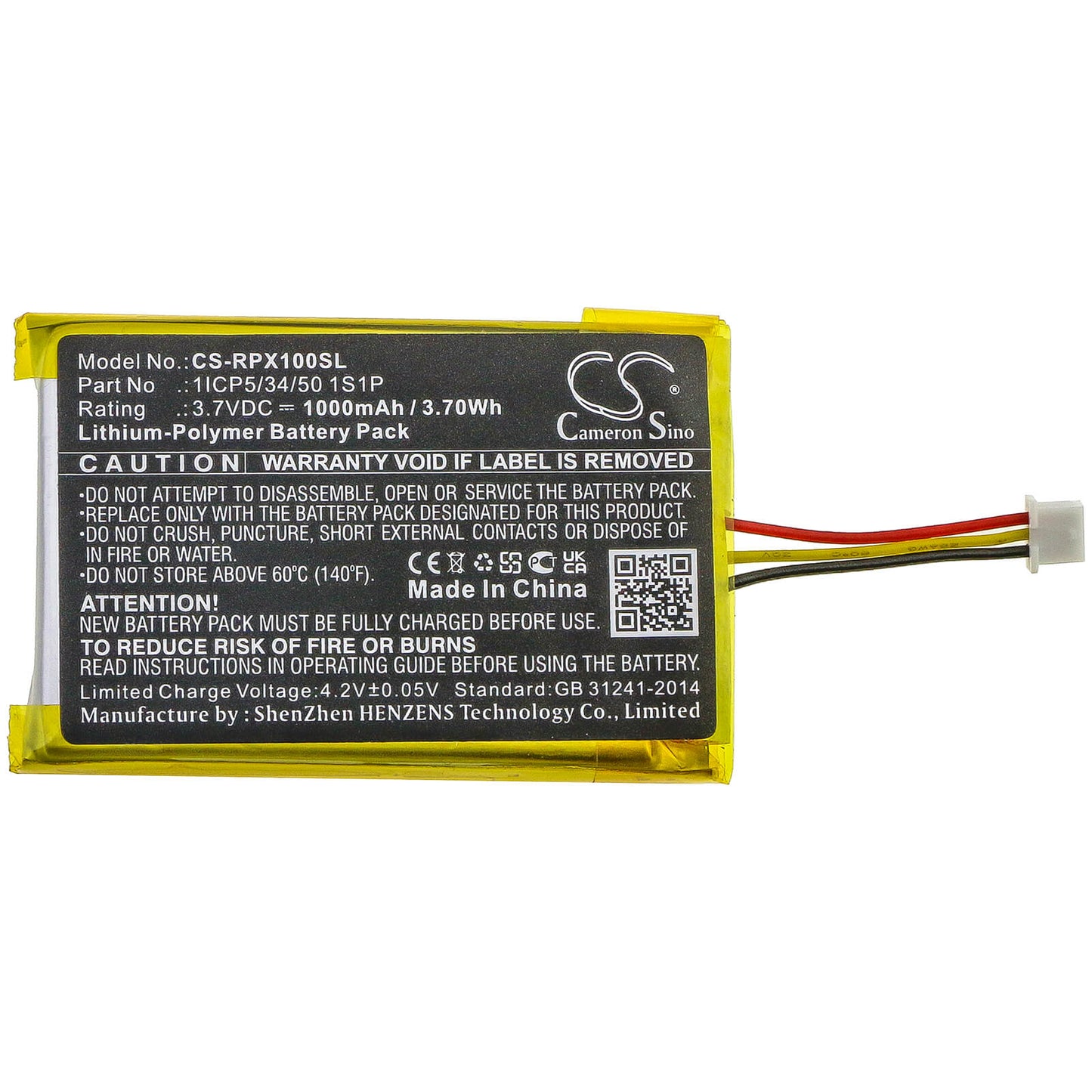 3.7V, 1000mAh, Li-Polymer Battery fits Razer, Opus X, 3.7Wh
