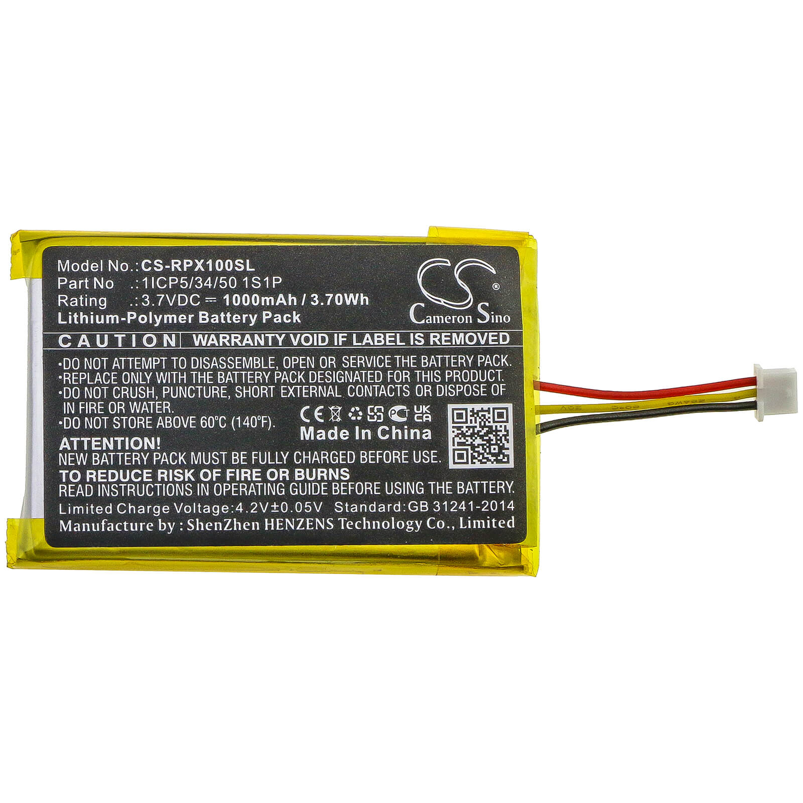 3.7V, 1000mAh, Li-Polymer Battery fits Razer, Opus X, 3.7Wh