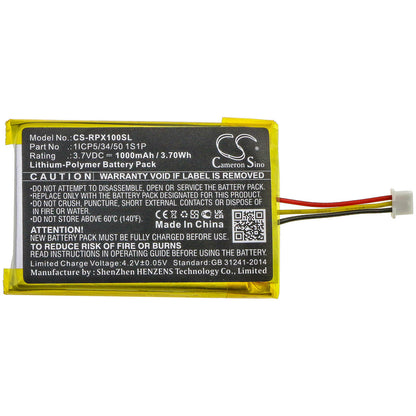 3.7V, 1000mAh, Li-Polymer Battery fits Razer, Opus X, 3.7Wh