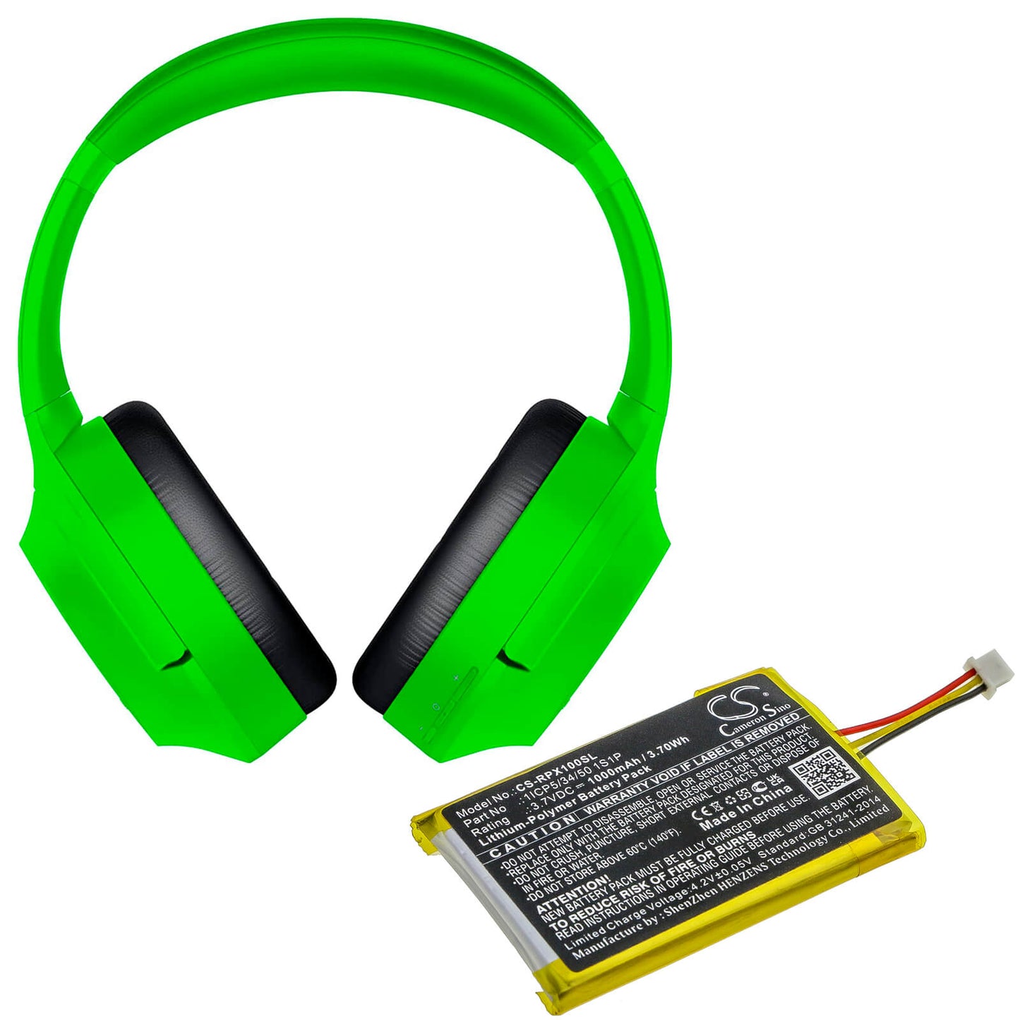 3.7V, 1000mAh, Li-Polymer Battery fits Razer, Opus X, 3.7Wh