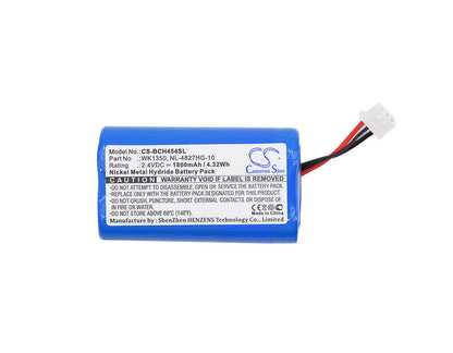 2.4V, 1800mAh, Ni-MH Battery fits Shure, Dis Digital Ir Receivers, 4.32Wh