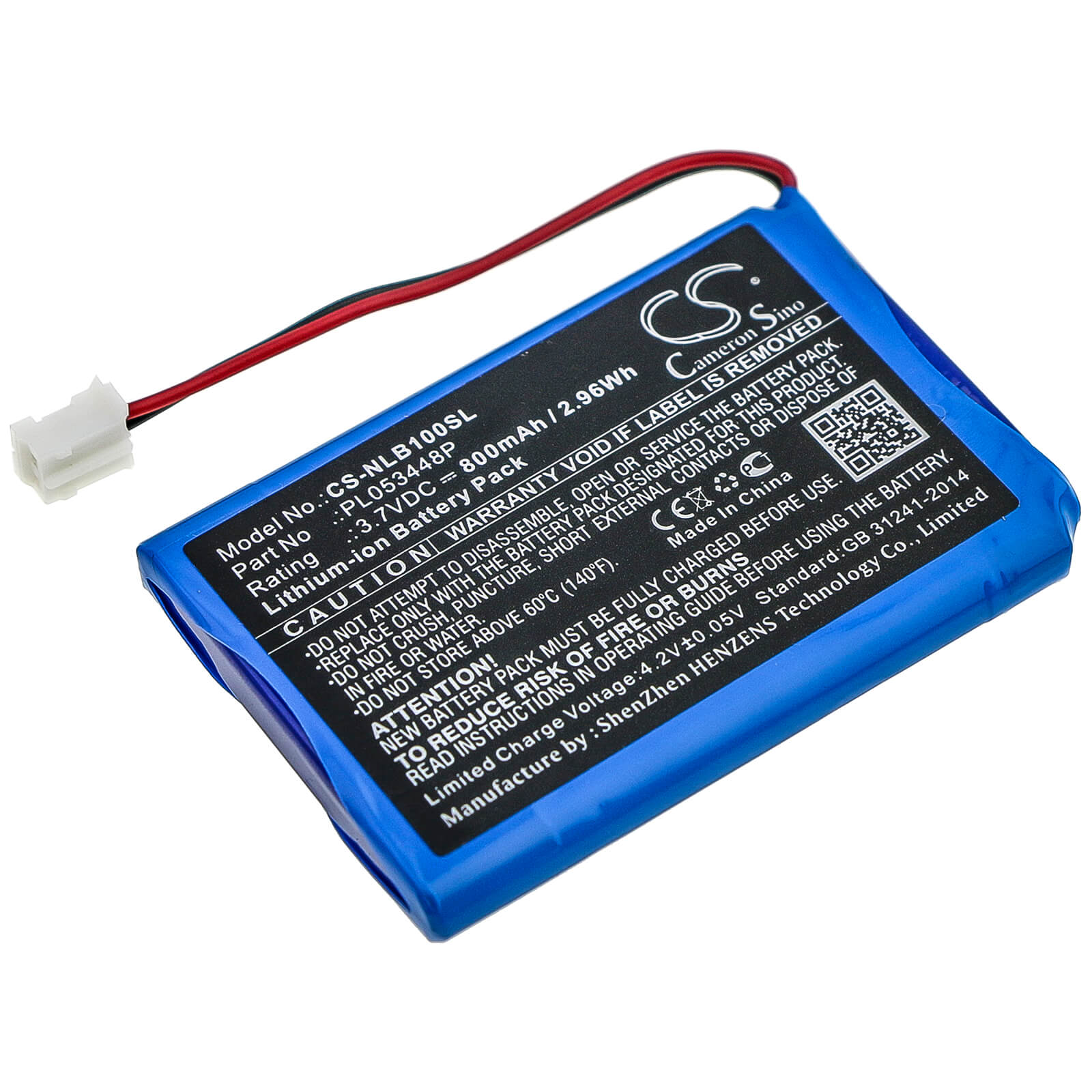 3.7V, 800mAh, Li-ion Battery fits Nolan, B5, B901l, 2.96Wh