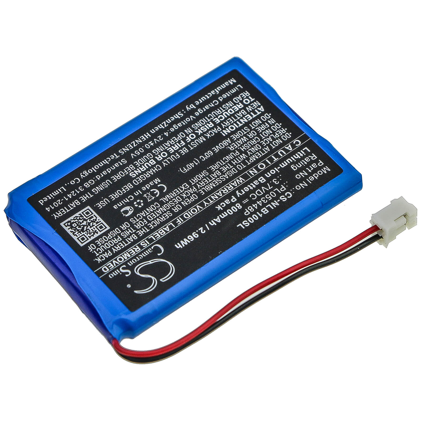 3.7V, 800mAh, Li-ion Battery fits Nolan, B5, B901l, 2.96Wh
