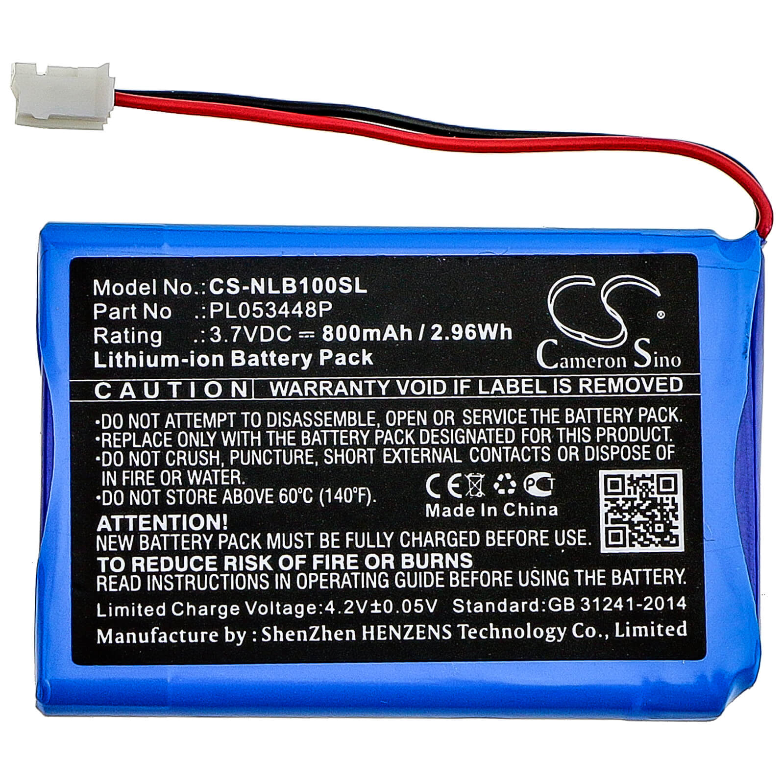 3.7V, 800mAh, Li-ion Battery fits Nolan, B5, B901l, 2.96Wh