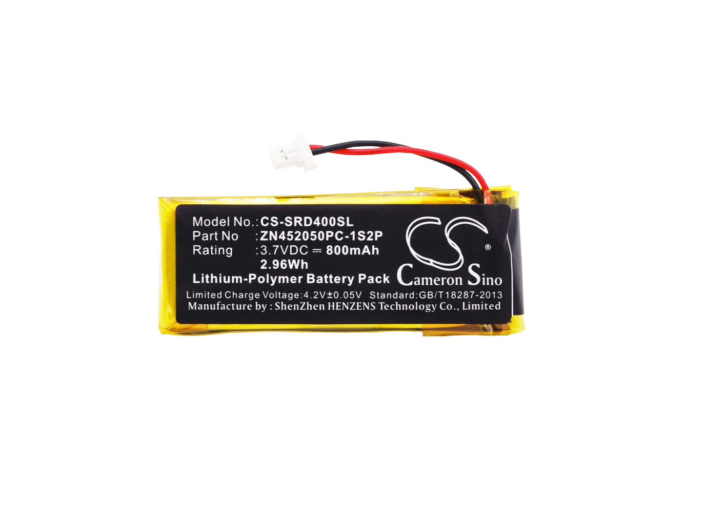 3.7V, 800mAh, Li-Polymer Battery fits Schuberth, C3, 2.96Wh