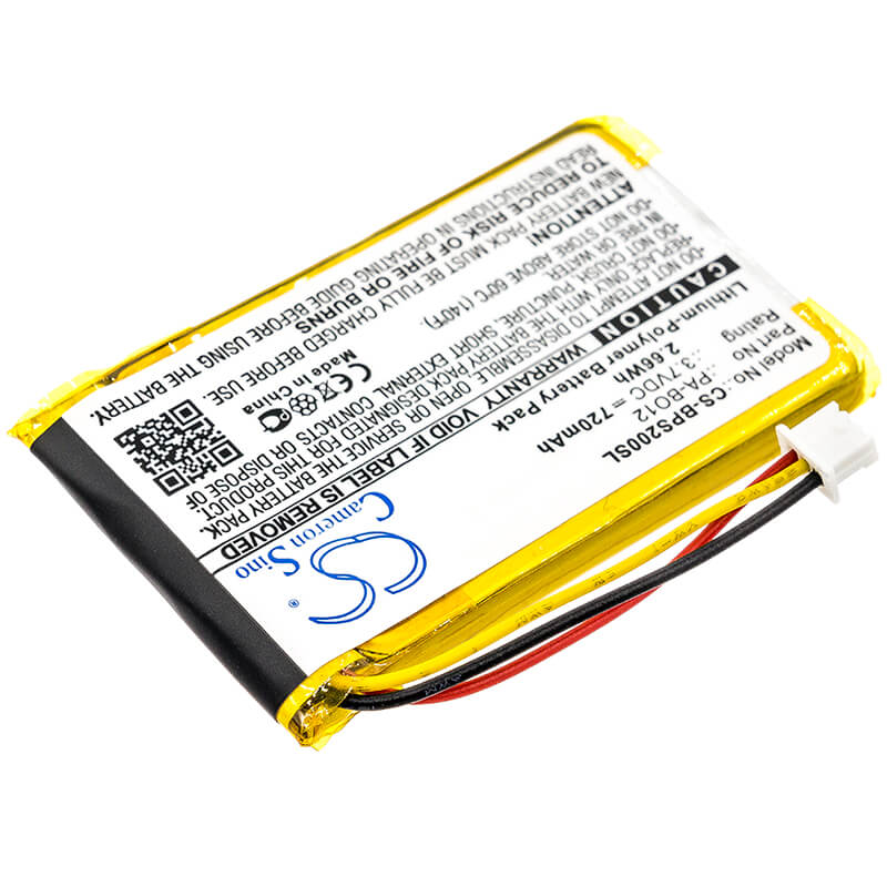 3.7V, 720mAh, Li-Polymer Battery fits Bang & Olufsen, Beosound 2, 2.664Wh
