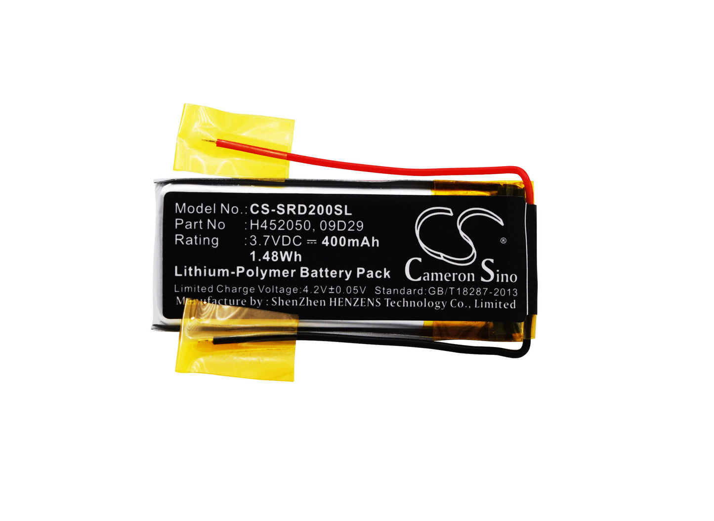 3.7V, 400mAh, Li-Polymer Battery fits Cardo, Q2, Q2 Pro, 1.48Wh