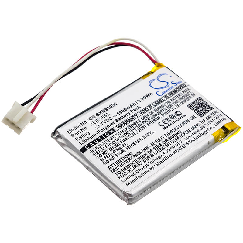 3.7V, 1000mAh, Li-Polymer Battery fits Sony, Mdr-xb950n1, Srs-ws1, 3.7Wh