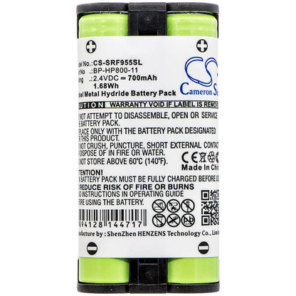 2.4V, 700mAh, Ni-MH Battery fits Sony, Mdr-rf995, Mdr-rf995rk, 1.68Wh