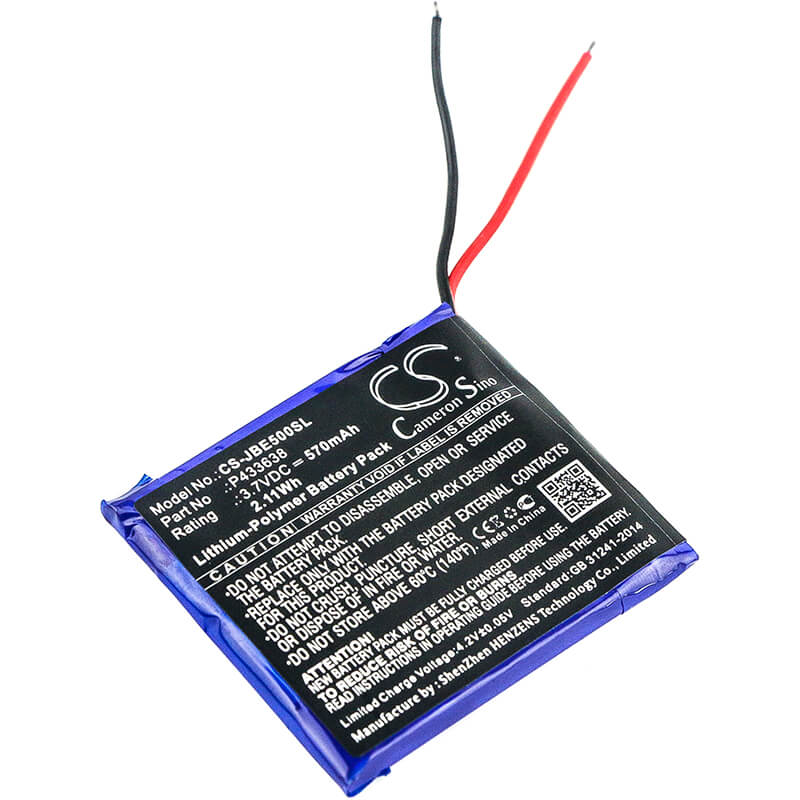 3.7V, 570mAh, Li-Polymer Battery fits Jbl, Synchros E50bt, 2.109Wh
