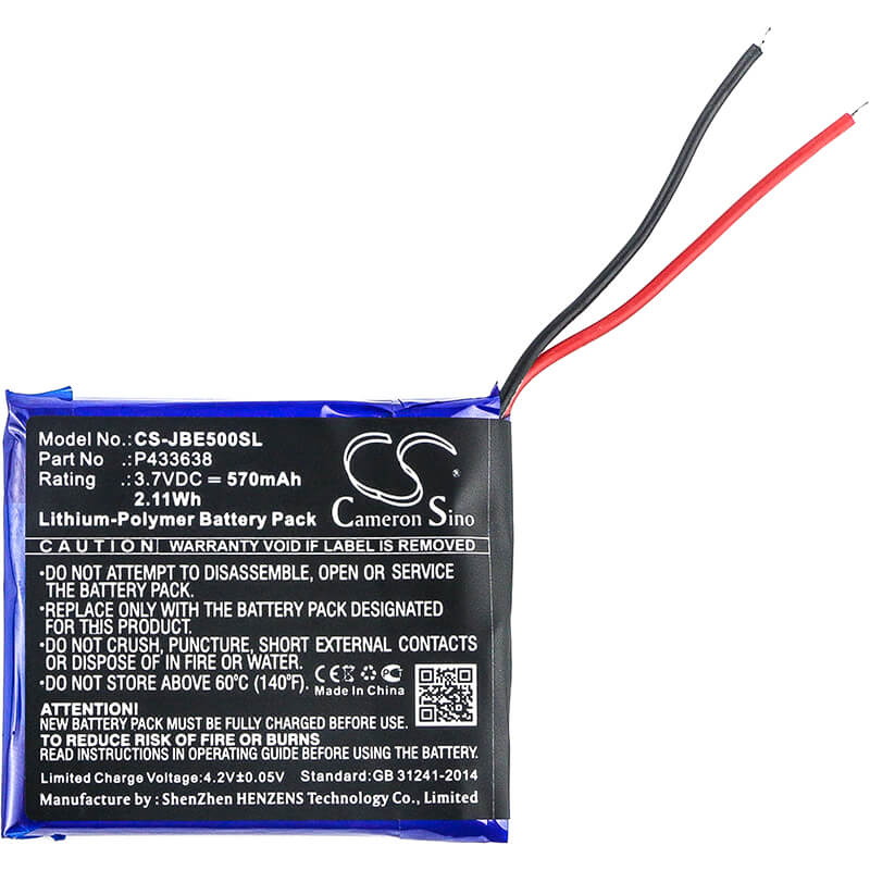 3.7V, 570mAh, Li-Polymer Battery fits Jbl, Synchros E50bt, 2.109Wh