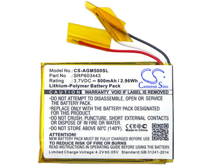 3.7V, 800mAh, Li-Polymer Battery fits Astro, A50, 2.96Wh