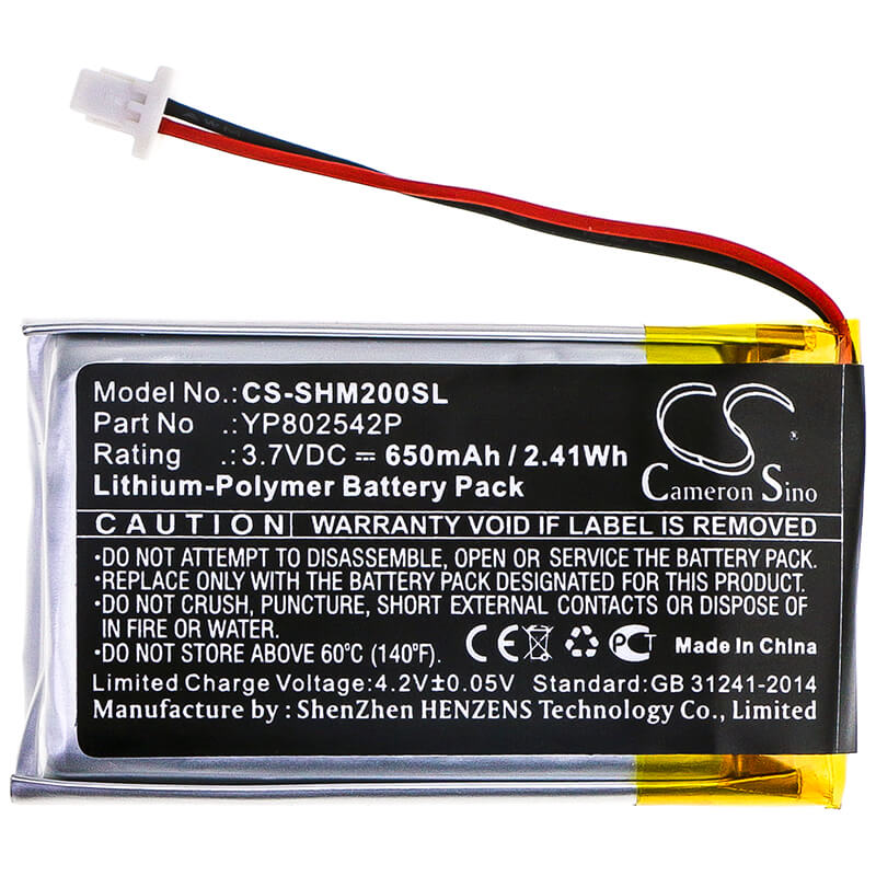 3.7V, 650mAh, Li-Polymer Battery fits Sena, Smh-10s, Smh-20s, 2.405Wh