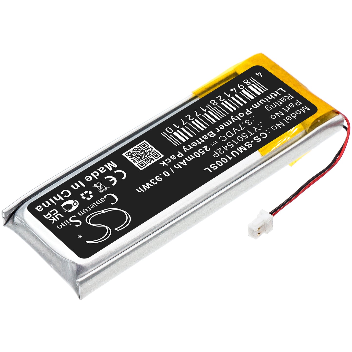 3.7V, 250mAh, Li-Polymer Battery fits Sena, 10u, 0.925Wh