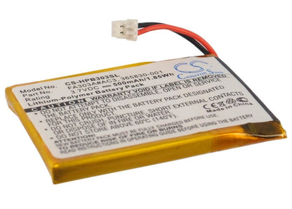 3.7V, 500mAh, Li-Polymer Battery fits Hp, Bluetooth Stereo Headphones, 1.85Wh