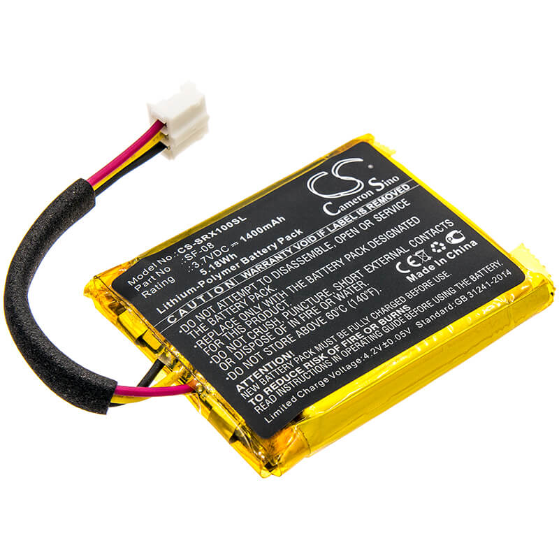 3.7V, 1400mAh, Li-Polymer Battery fits Sony, Srs-xb10, Srs-xb12, 5.18Wh