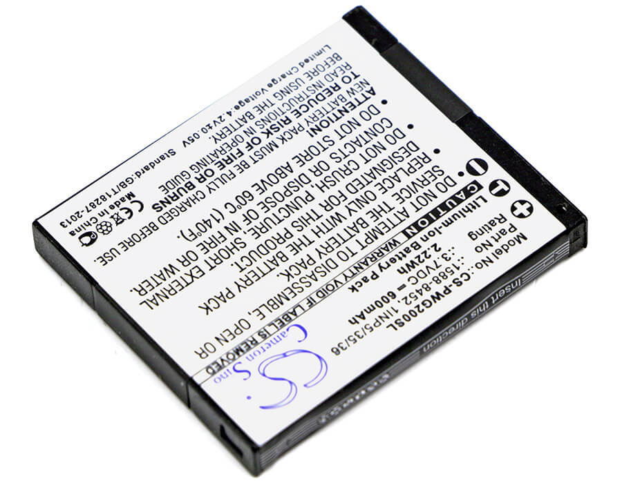 3.7V, 600mAh, Li-ion Battery fits Panasonic, Rp-wfg20, Rp-wfg20e, 2.22Wh
