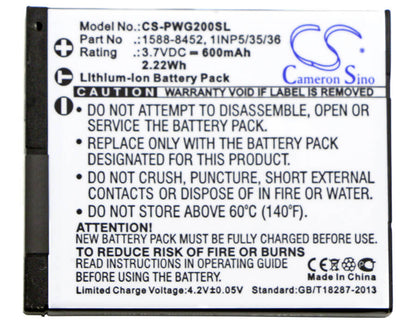 3.7V, 600mAh, Li-ion Battery fits Panasonic, Rp-wfg20, Rp-wfg20e, 2.22Wh