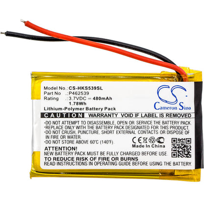 3.7V, 480mAh, Li-Polymer Battery fits Harman/kardon, Soho, 1.776Wh
