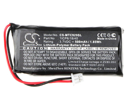3.7V, 500mAh, Li-Polymer Battery fits Midland, Bt City, C929.01, 1.85Wh