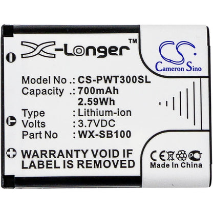 3.7V, 700mAh, Li-ion Battery fits Panasonic, Attune Ii Hd3, Wx-ch455, 2.59Wh