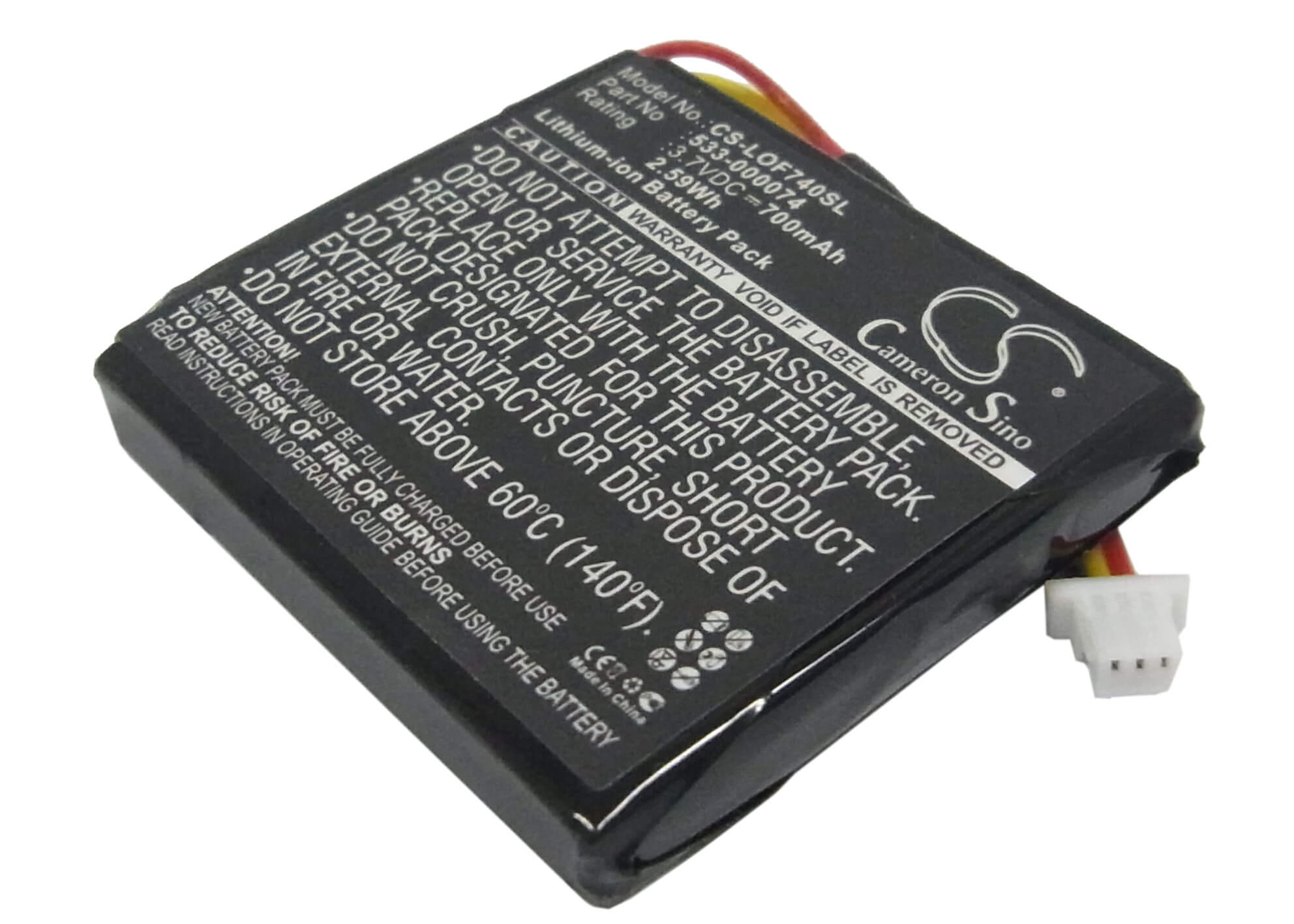 3.7V, 700mAh, Li-ion Battery fits Logitech, 981-000257, F540, 2.59Wh