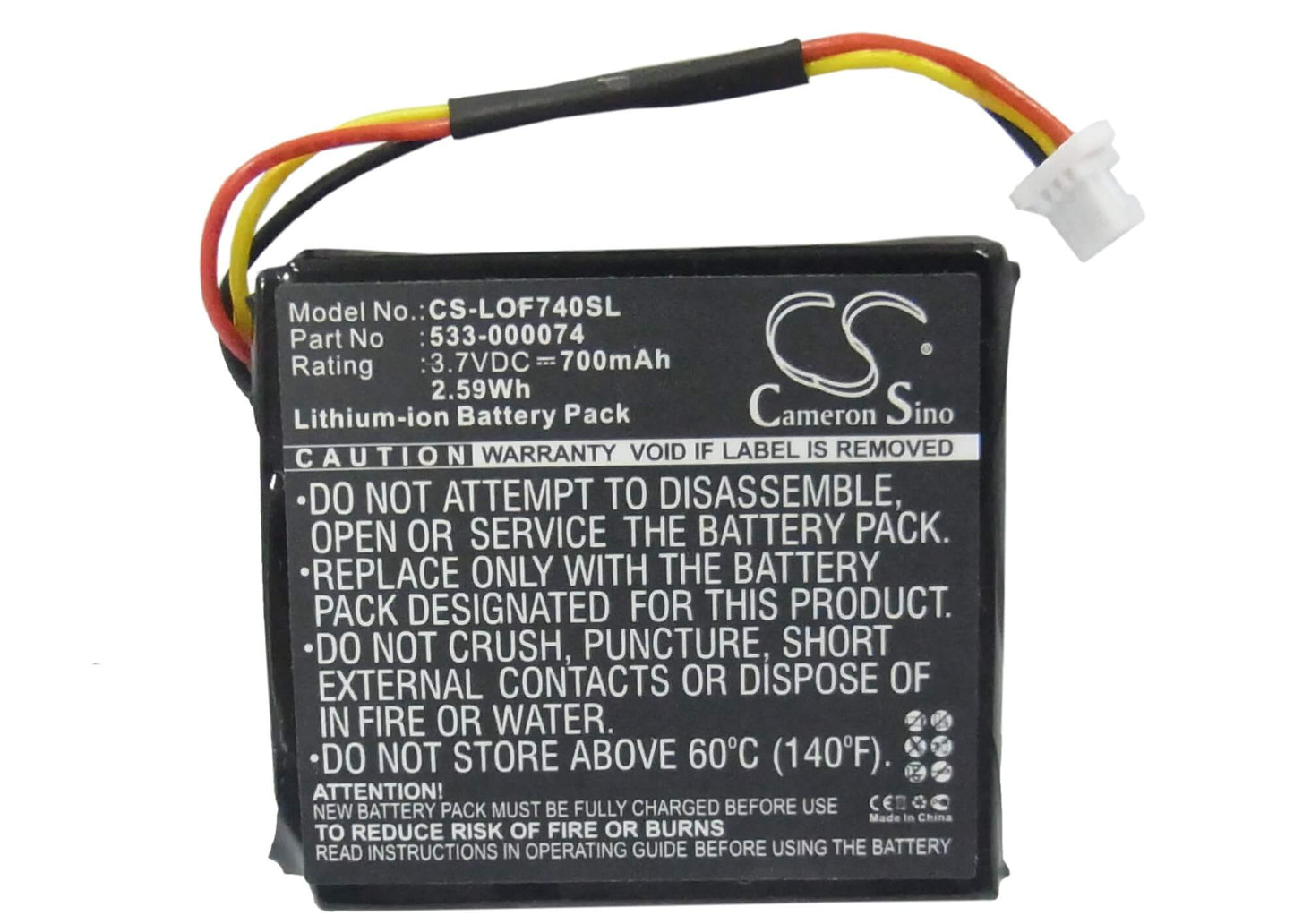 3.7V, 700mAh, Li-ion Battery fits Logitech, 981-000257, F540, 2.59Wh