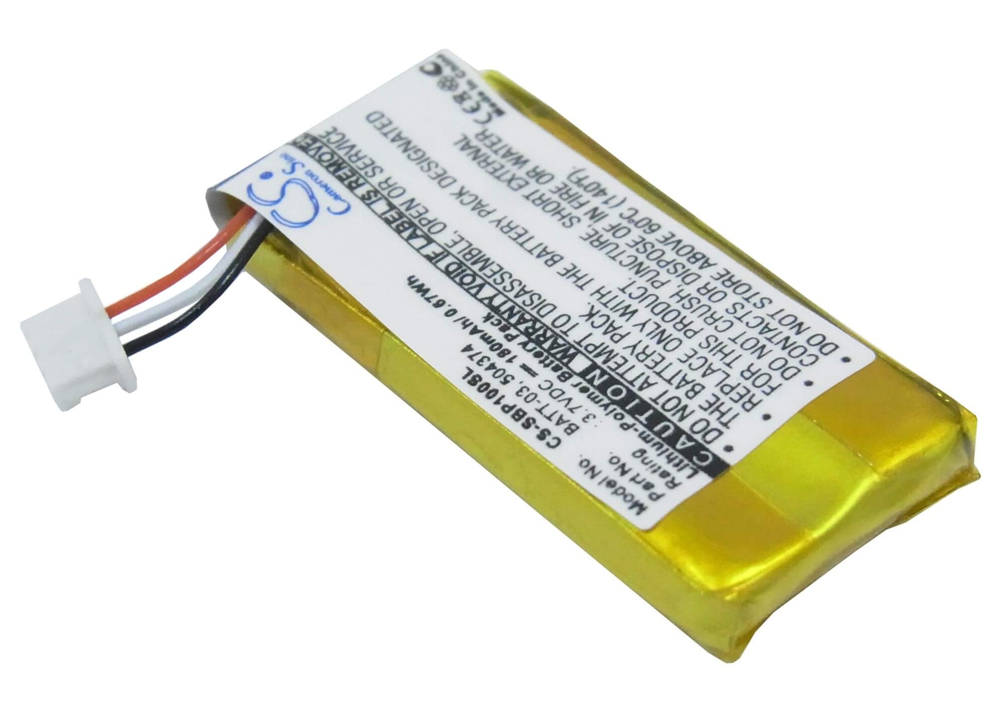 3.7V, 180mAh, Li-Polymer Battery fits Sennheiser, D10, Dw Office, 0.666Wh