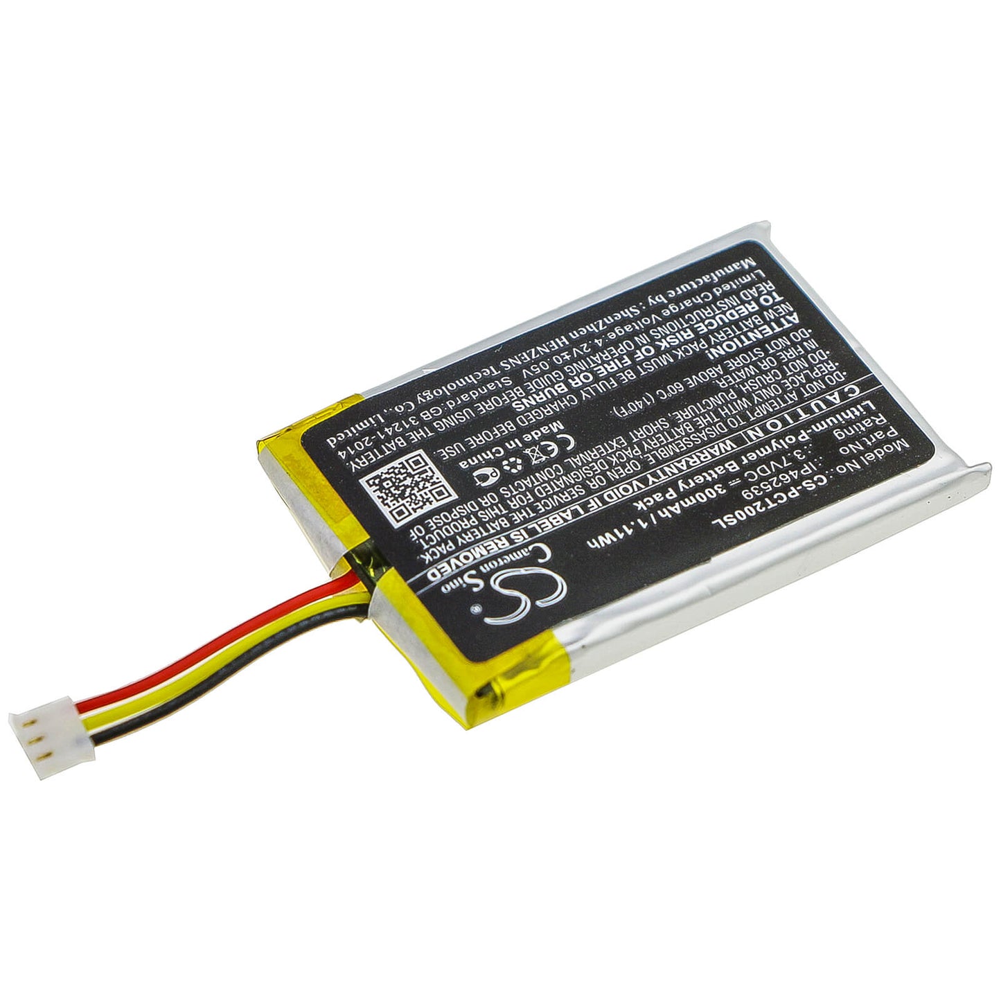 3.7V, 300mAh, Li-Polymer Battery fits Phonak, Compilot, Compilot Ii, 1.11Wh