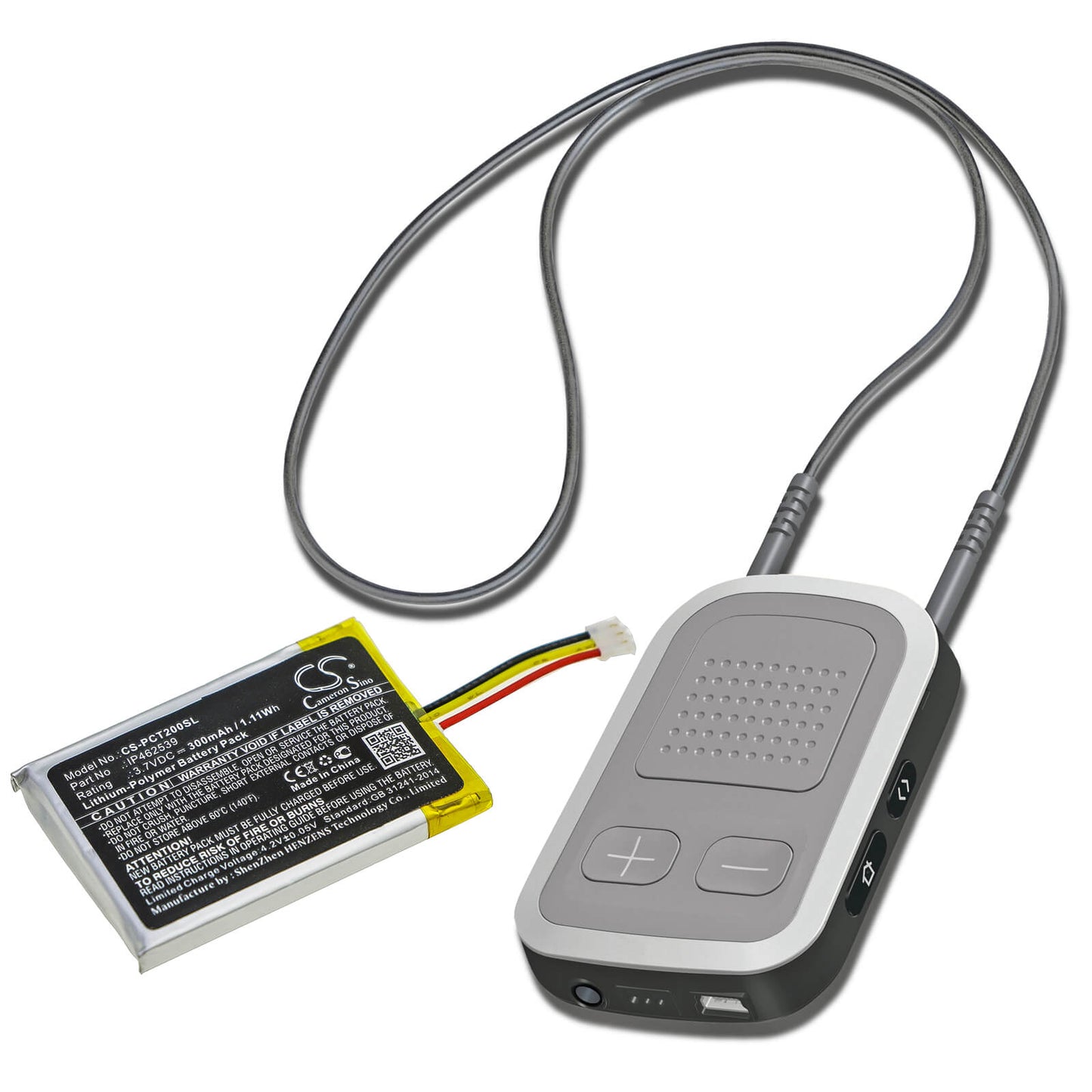 3.7V, 300mAh, Li-Polymer Battery fits Phonak, Compilot, Compilot Ii, 1.11Wh