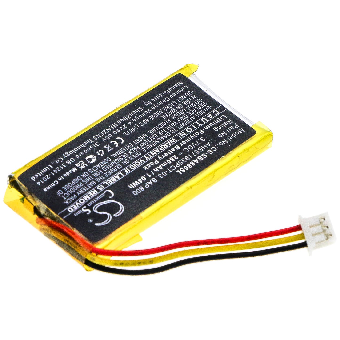 3.7V, 280mAh, Li-Polymer Battery fits Sennheiser, Flex 5000, Rs 5000, 1.036Wh