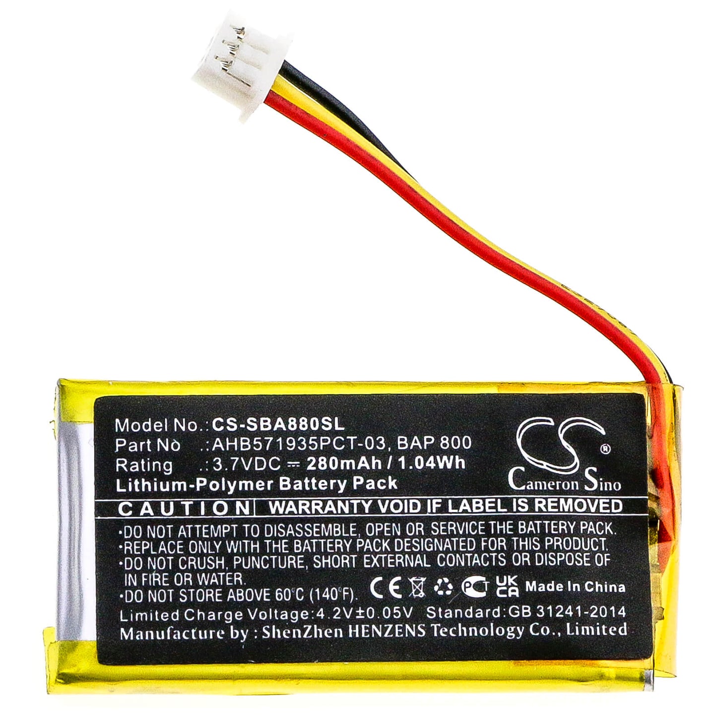3.7V, 280mAh, Li-Polymer Battery fits Sennheiser, Flex 5000, Rs 5000, 1.036Wh