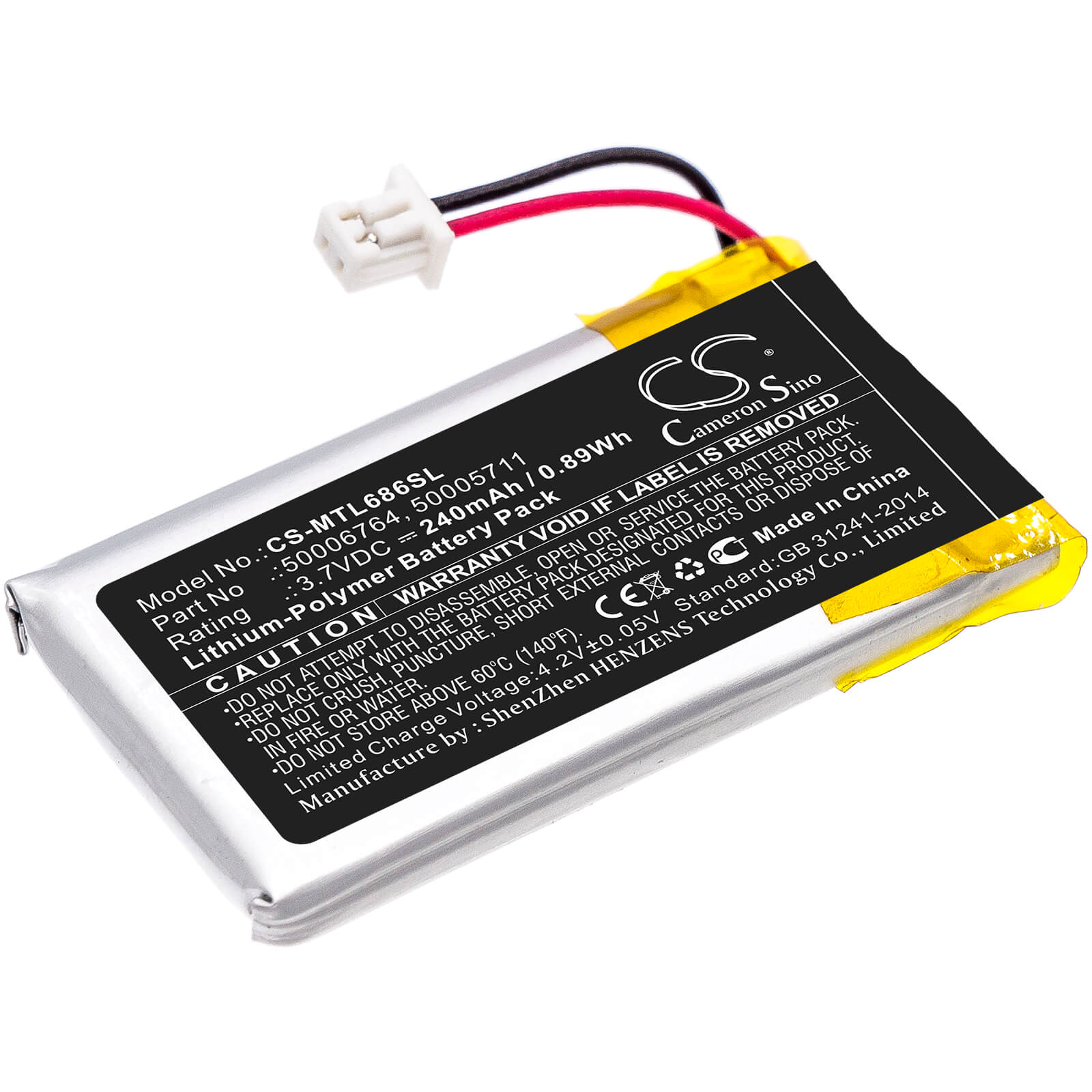 3.7V, 240mAh, Li-Polymer Battery fits Mitel, 6863i, 6865, 0.888Wh